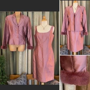 🎉HP🎉 Kay Unger Silk Mink Dress Jacket Set